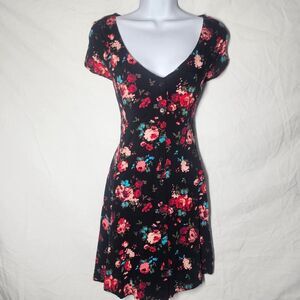 Y2k whimsical whimsigoth floral pink black corset back dress